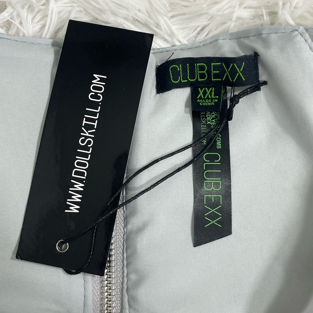 CLUB EXX Rude Awakening Holographic Booty Shorts Rave Bottoms Silver Size XXL - Picture 9 of 9